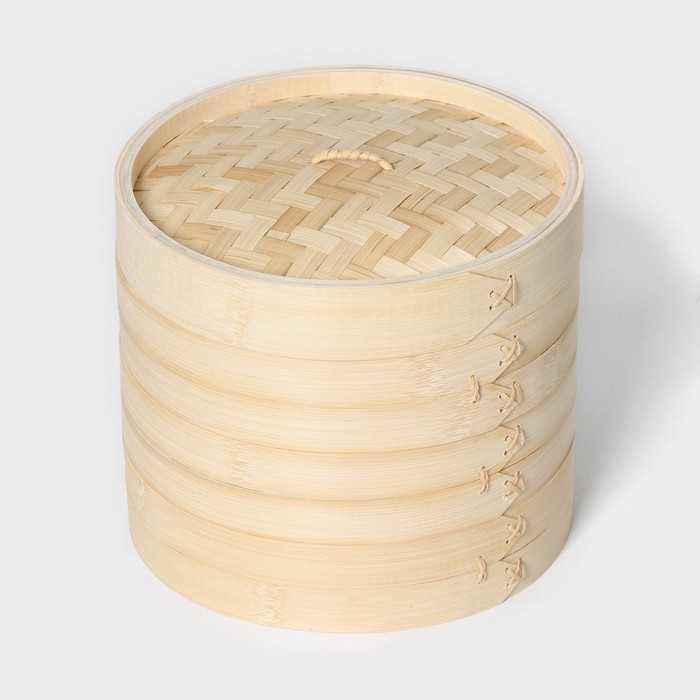 Пароварка Доляна &laquo;Восточная кухня&raquo;, 3 этажа, d=24 см, бамбук