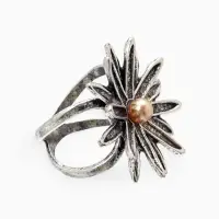 Кольцо для платка "Цветок Астра", цвет белый в чернёном серебре