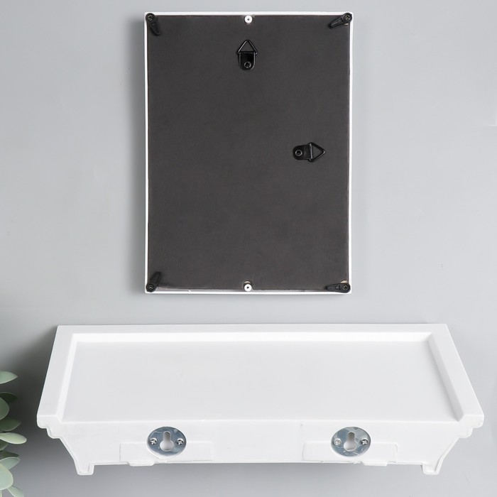 Фоторамка пластик 10х15 см с полкой "Оливия" белая 26х15 см