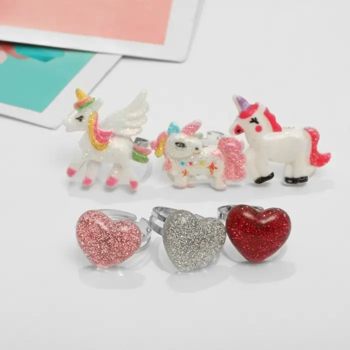 Кольцо детское &laquo;Волшебное&raquo; единороги и сердечки, форма МИКС, цветные