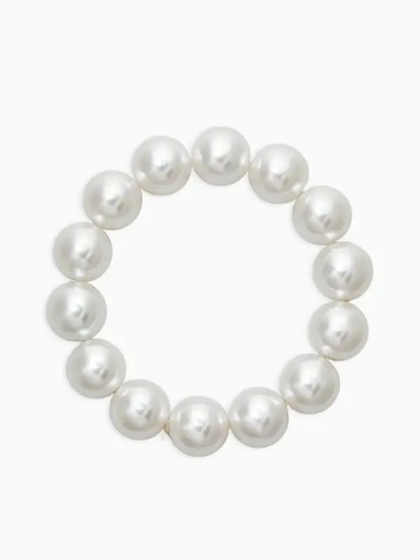 Браслет "Бусины жемчуга" (набор 3 шт), №10,12.14, цвет белый