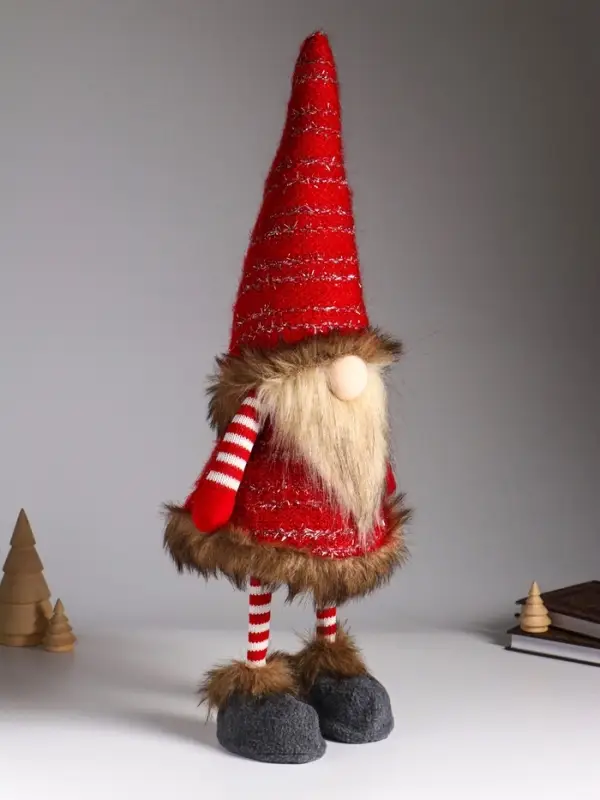 Кукла интерьерная "Гном в красных гетрах и кафтане" на пружине 20х18х55 см