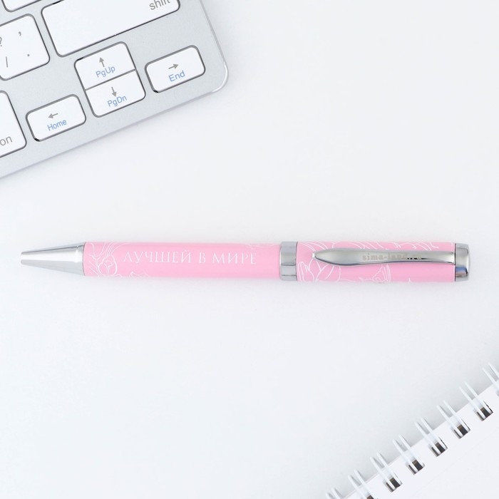 Ручка шариковая, синяя паста, 1.0 мм, на открытке металл, 1 мм &laquo;С 8 марта&raquo;