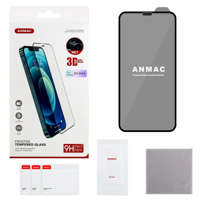 Защитное стекло iPh XS Max ANMAC Matte черное с сеточкой Арт.1137237