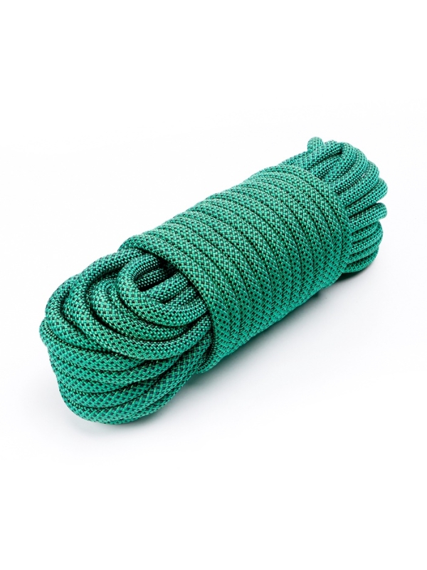 Веревка страховочно-спасательная "Climb" 48 прядная, черно-зеленая, d= 10 мм, 20 м