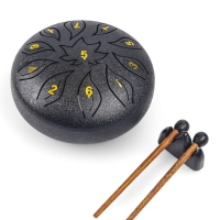 Глюкофон - музыкальный инструмент, цветок черный, 11 лепестков, 18 х 18 х 11 см