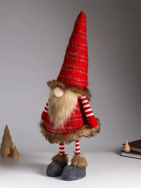 Кукла интерьерная "Гном в красных гетрах и кафтане" на пружине 20х18х55 см