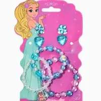 Комплект детский &laquo;Выбражулька&raquo; 4 предмета,3 браслета, 1 клипсы, единорог, сердце, цветной