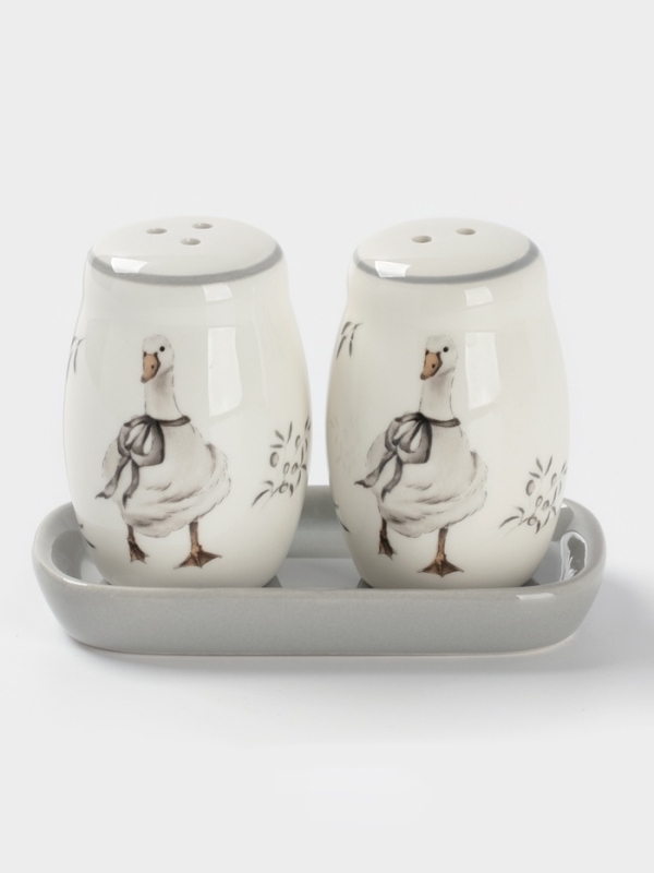 Набор для специй Доляна "Гуси" цвет белый  2 шт  солонка, перечница 130 мл 11,5х6,2х8,8 см   1070852