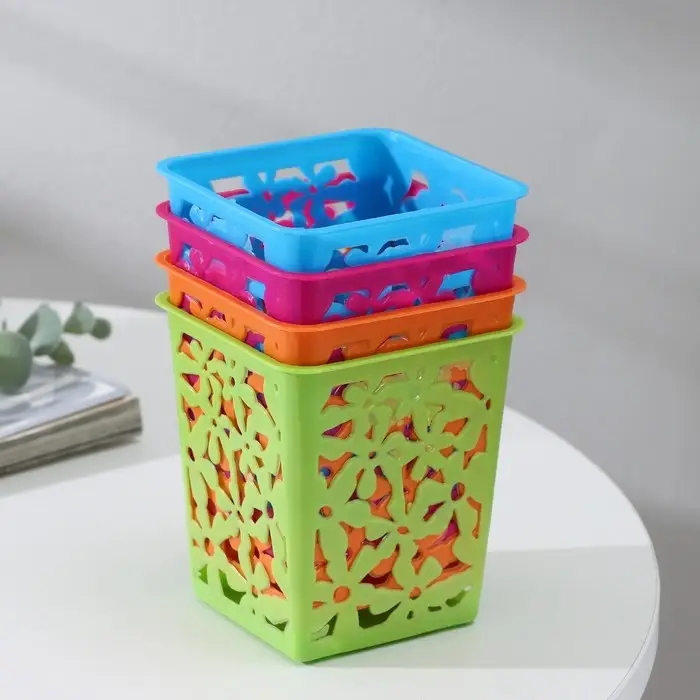 Корзина для хранения &laquo;Цветы&raquo;, пластик, 9&times;9&times;10 см, МИКС