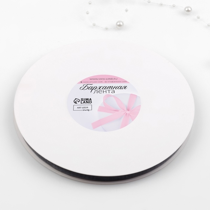 Лента бархатная, 10 мм, 18 &plusmn; 1 м, цвет серый №63