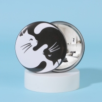 Зеркало карманное &laquo;Кошки&raquo;, d = 7 см, цвет белый/чёрный