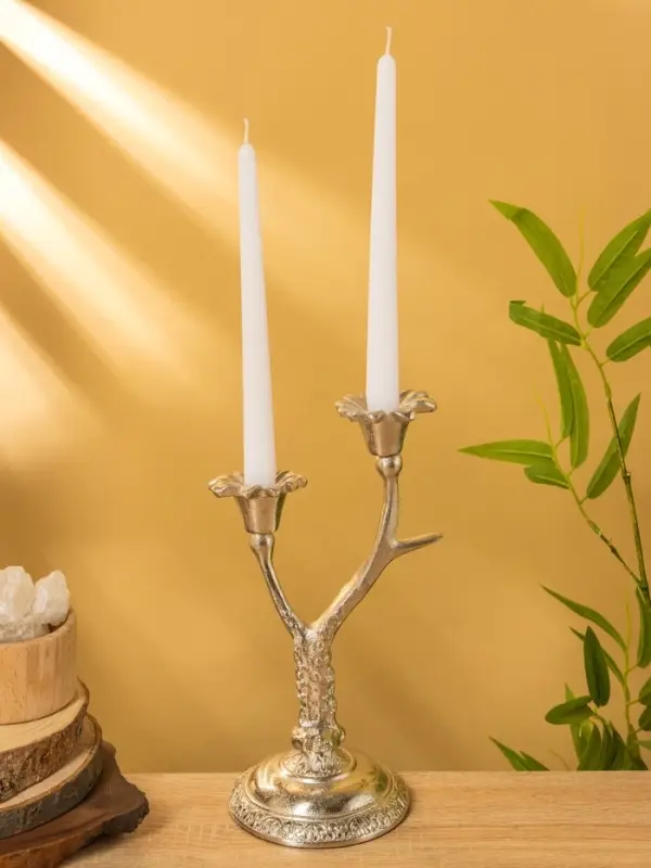 Подсвечник на 2 свечи &laquo;Дуэт&raquo;, 12&times;15&times;29 см, алюминий