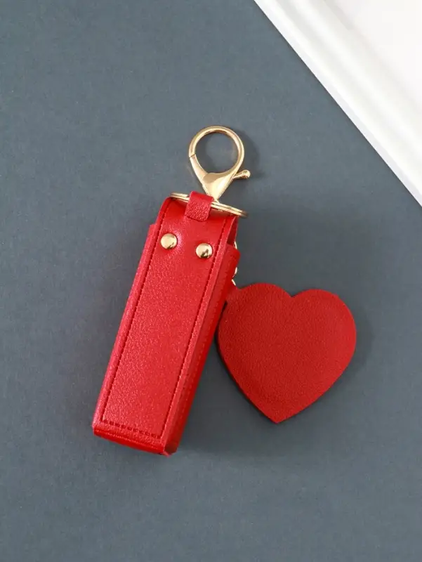 Брелок кожзам с карабином, с зеркалом "Для помады" красный 9,2х3х3,5 см