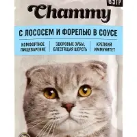 Влажный корм Chammy для кошек, лосось/форель в соусе, пауч, 85 г
