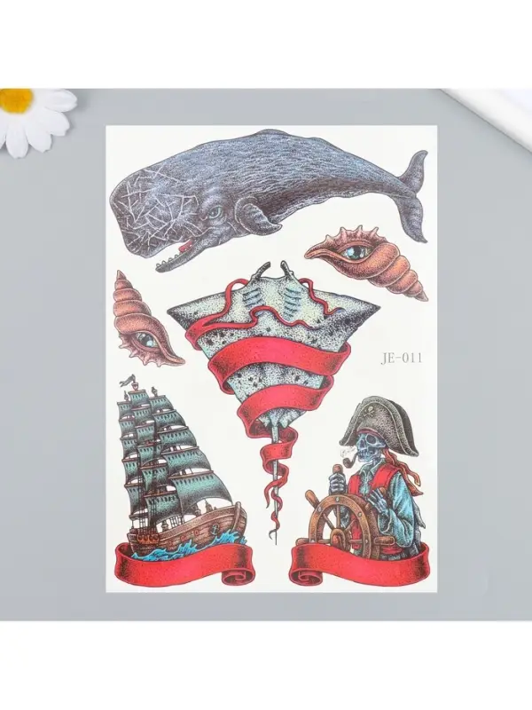 Переводные тату на тело цветные &laquo;Морские истории&raquo;, 21&times;14.8 см