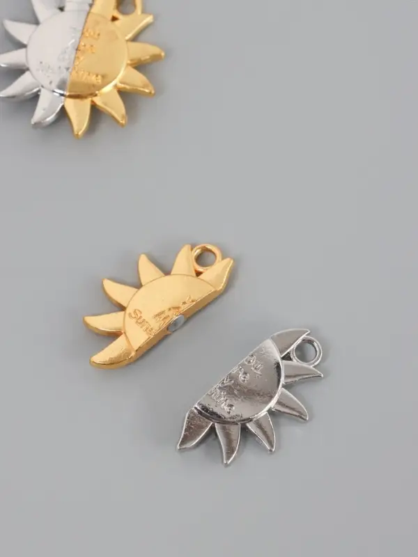 Замок магнитный металл "Солнце" набор 2 шт золото-серебряный 2,7х2,6 см