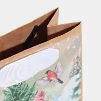 Пакет подарочный новогодний крафтовый &laquo;Заснеженный лес&raquo;, S 12 х 15 х 5.5 см