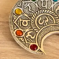 Подставка под благовония &laquo;Полумесяц с цветными кристаллами&raquo;, 12&times;11 см, алюминий