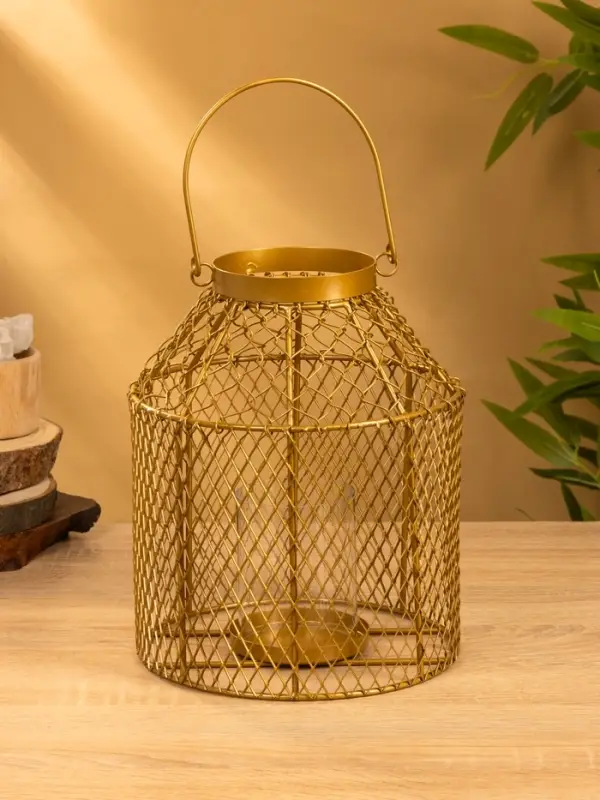 Подсвечник фонарь со стеклянной колбой 20х20х26 см, d 10 см, металл, цв. золото
