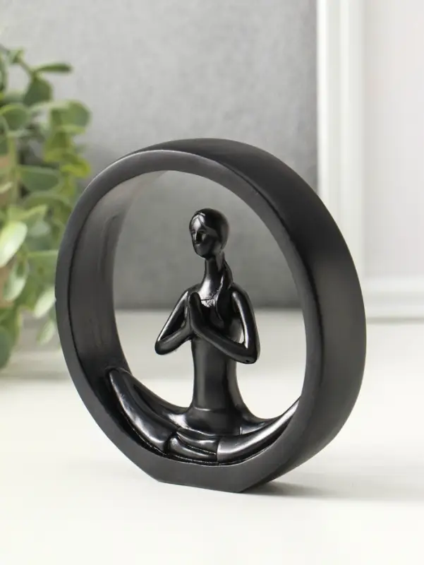 Сувенир полистоун "Девушка медитирует" чёрный 2,5х12,2х12,3 см