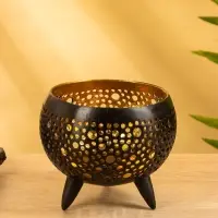 Подсвечник из кокоса, 15&times;15&times;13 см, чёрный