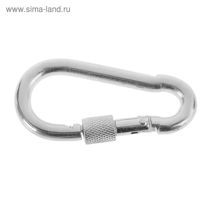 Карабин монтажный с фиксатором ТУНДРА krep, DIN5299D, 8&times;80 мм, оцинкованный