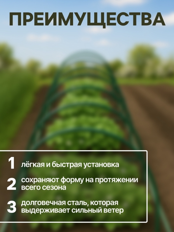 Дуги для парника, металл в кембрике 2 м, d = 10 мм, набор 6 шт., Greengo