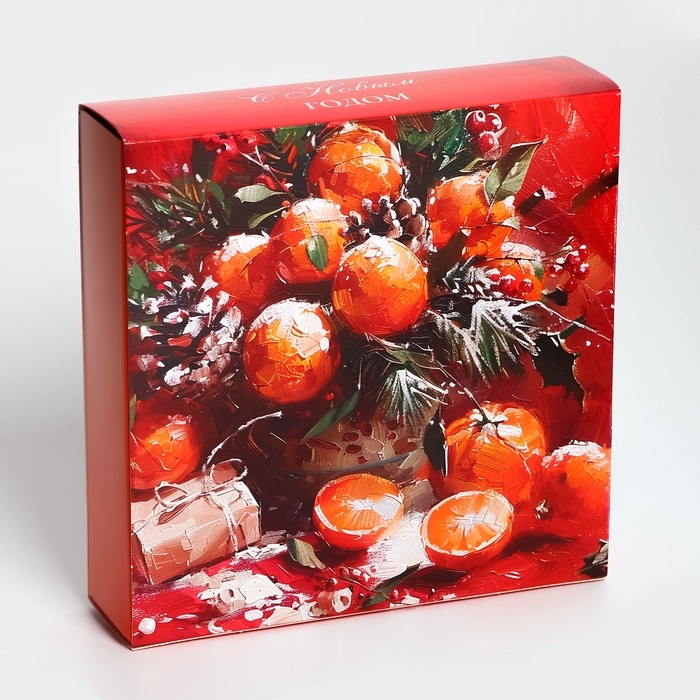 Новый год. Коробка под 9 конфет "Новогодняя", 13,8 х 13,8 х 3,8 , кондитерская упаковка