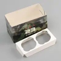 Коробка для 2 капкейка с прозрачной крышкой, &laquo;23 Февраля&raquo;, 16&times;8&times;10 см