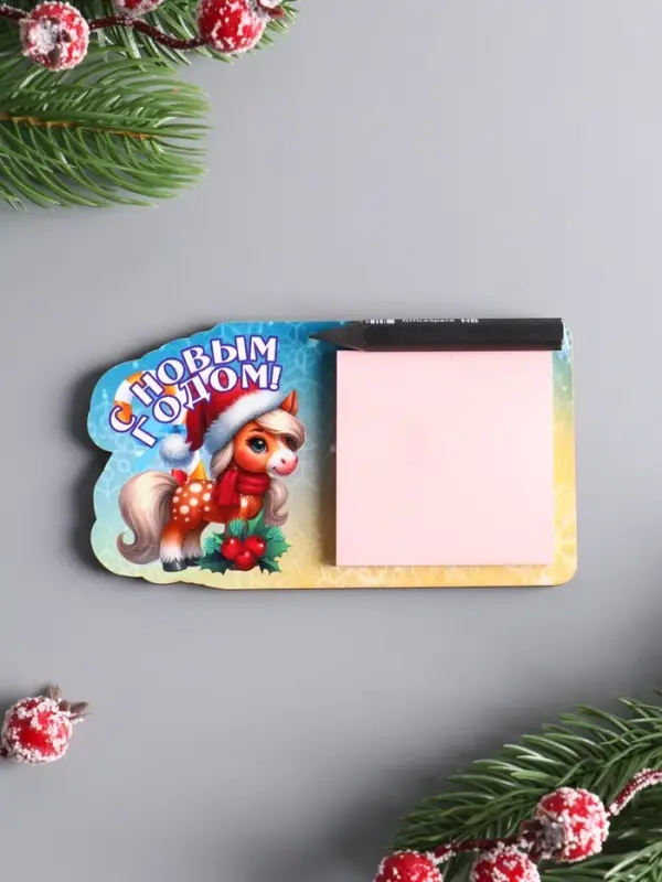 Магнит новогодний с блоком для заметок &laquo;С Новым Годом 2026&raquo;, размер магнита 6.5&times;11.5 см