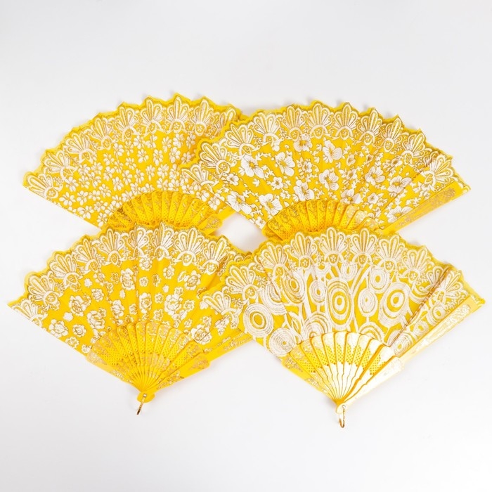 Веер пластик "Цветочная полоса" МИКС 23 см