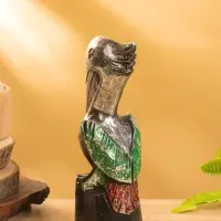 Сувенир интерьерный "Пеликан" 7х7х20 см, дерево, цв. серебро