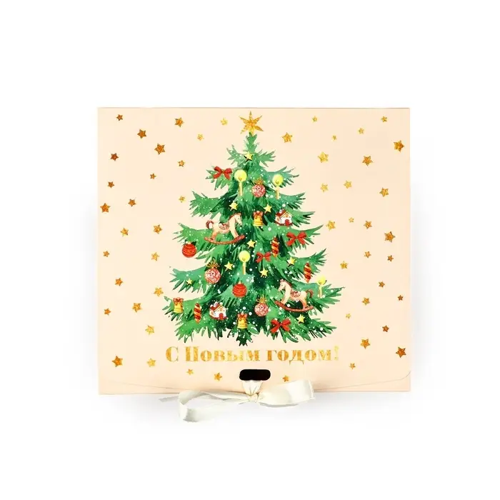 Коробка подарочная новогодняя складная двухсторонняя &laquo;Новогодняя ёлка&raquo;, 20 х 18 х 5 см, Новый год