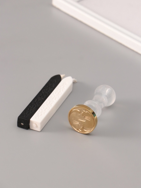 Сургучный набор "Котики Инь-Ян" печать, ручка, сургуч 12,5х10х3,6 см