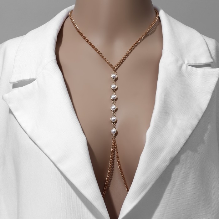 Портупея &laquo;Жемчуг&raquo; ряд, цвет белый в золоте