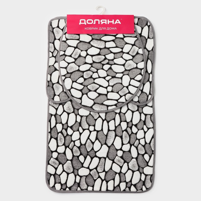 Коврики для ванной и туалета Доляна &laquo;Галька&raquo;, 3 шт: 40&times;45 см, 40&times;50 см, 50&times;80 см