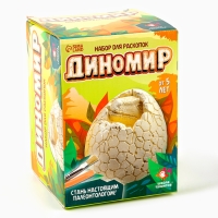 Набор для раскопок &laquo;Диномир&raquo;, гипсовое яйцо, инструменты, 5+