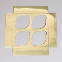 Коробка для капкейков, кондитерская упаковка с окном, 4 ячейки &laquo;Шампань&raquo;, 16 х 16 х 10 см