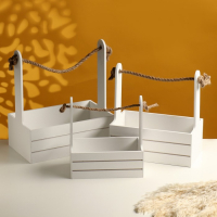 Набор кашпо деревянных 3 в 1 (29&times;18&times;33; 25&times;15&times;30; 21&times;12&times;23) "Аром", белый