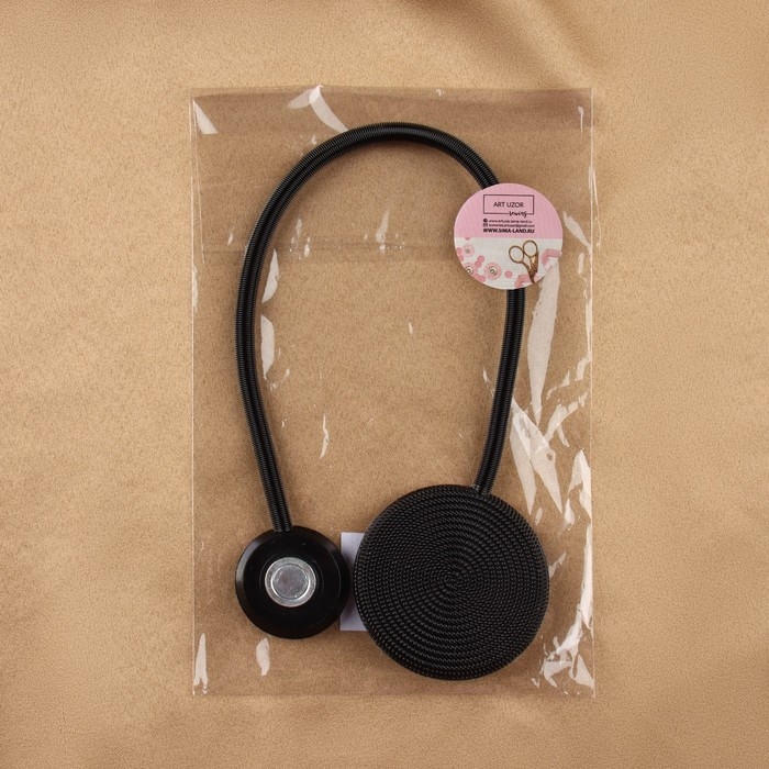 Подхват для штор &laquo;Вязаный круг&raquo;, на пружине, d = 6/3,5 см, 23,5 см, цвет чёрный