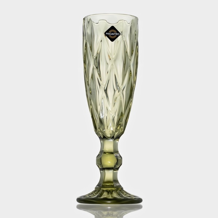 Набор бокалов из стекла для шампанского Magistro &laquo;Круиз&raquo;, 160 мл, 7&times;20 см, 6 шт, цвет зелёный