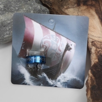 Кольцо &laquo;Вальхалла&raquo; с рунами, цвет бело-синий 17 размер