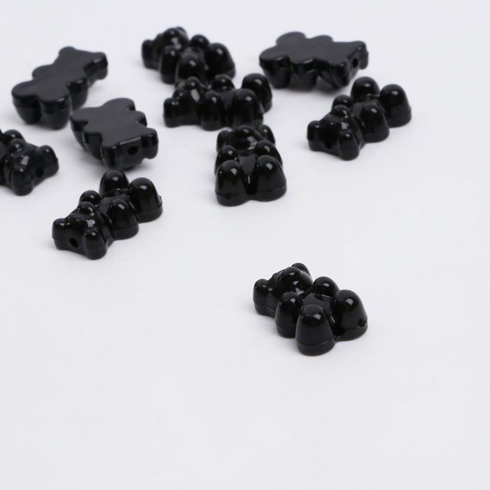 Бусина &laquo;Мишка мармеладный&raquo; 1,8&times;1,2&times;0,8 см, (набор 10 шт.), цвет чёрный