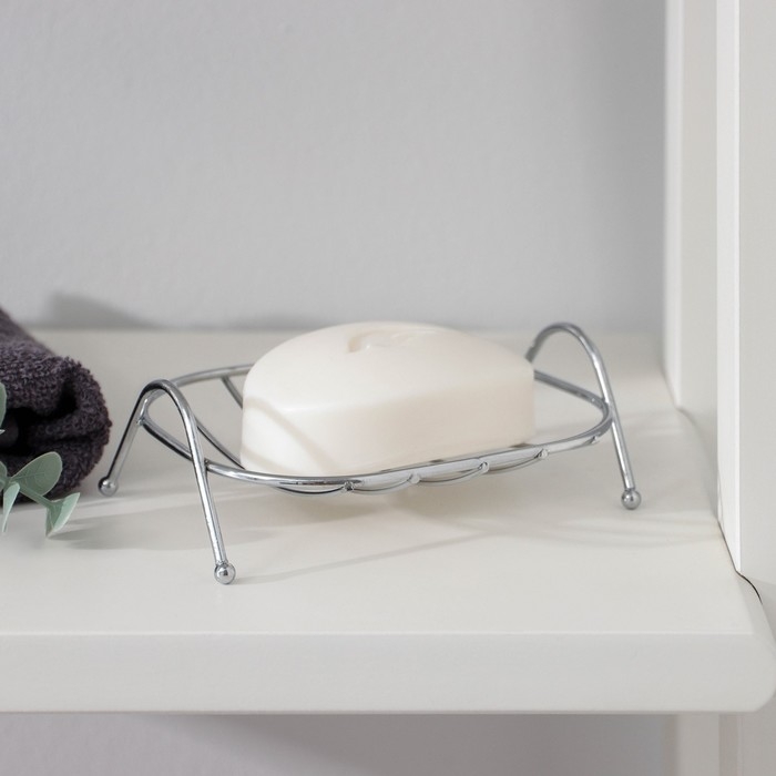 Мыльница на ножках Доляна &laquo;Сибарит&raquo;, 12&times;9,5&times;4 см, цвет хромированный