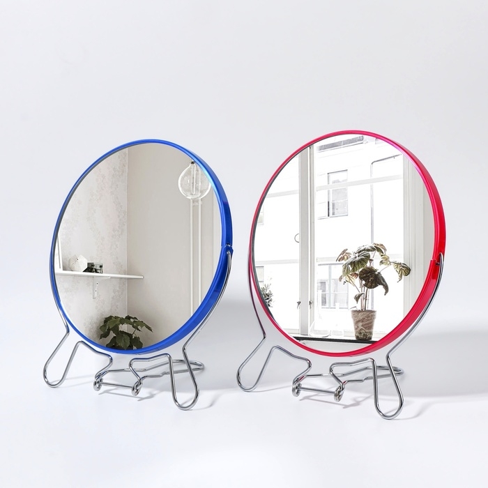 Зеркало настольное - подвесное &laquo;Круг&raquo;, двустороннее, с увеличением, d зеркальной поверхности 16,2 см, цвет МИКС