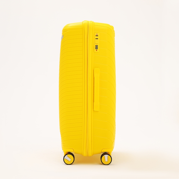 Чемодан большой 100 л (L), отдел на молнии, кодовый замок, 4 колеса, цвет жёлтый