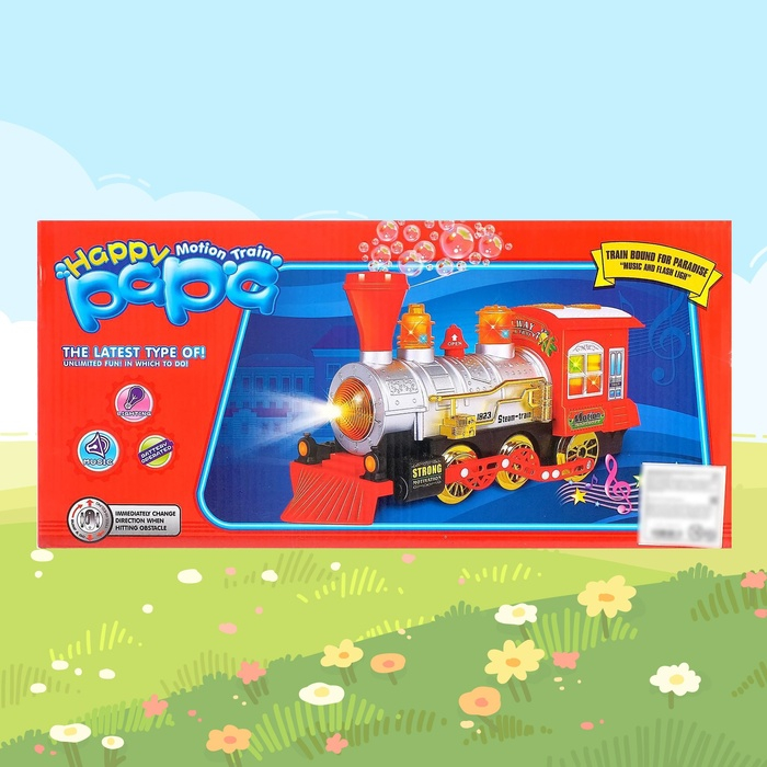 Паровоз &laquo;Классический&raquo; с мыльными пузырями, работает от батареек, свет и звук