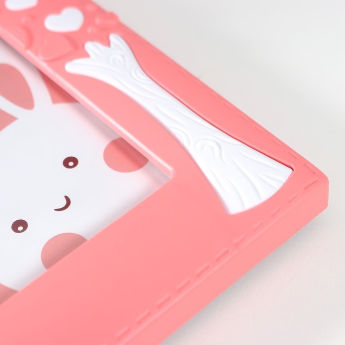 Фоторамка пластик 12х17 см "Зайчик с сердечным деревом" розовая 24х18,5 см