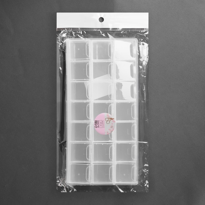 Органайзер для рукоделия, 21 отделение, 21,5 &times; 10,5 &times; 1,9 см, цвет прозрачный